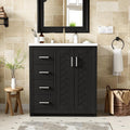 30 Inch Black Bathroom Vanity with Sink and Countertop,Solid Wood Frame Bathroom Cabinet with Sink,Modern Sink Storage Cabinet with 3 Drawers & Soft Closing Doors,Sliver Handles