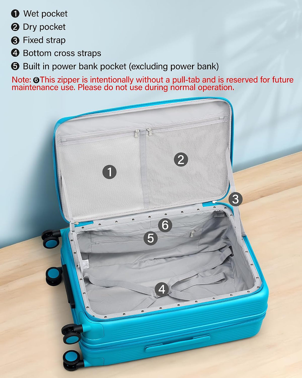 Hanke Large Expandable 28 Inch Luggage with Spinner Wheels Top Opening Travel Luggage Hard Shell Rolling Suitcases Lightweight Checked Luggage with Cup Holder(Caribbean Blue)