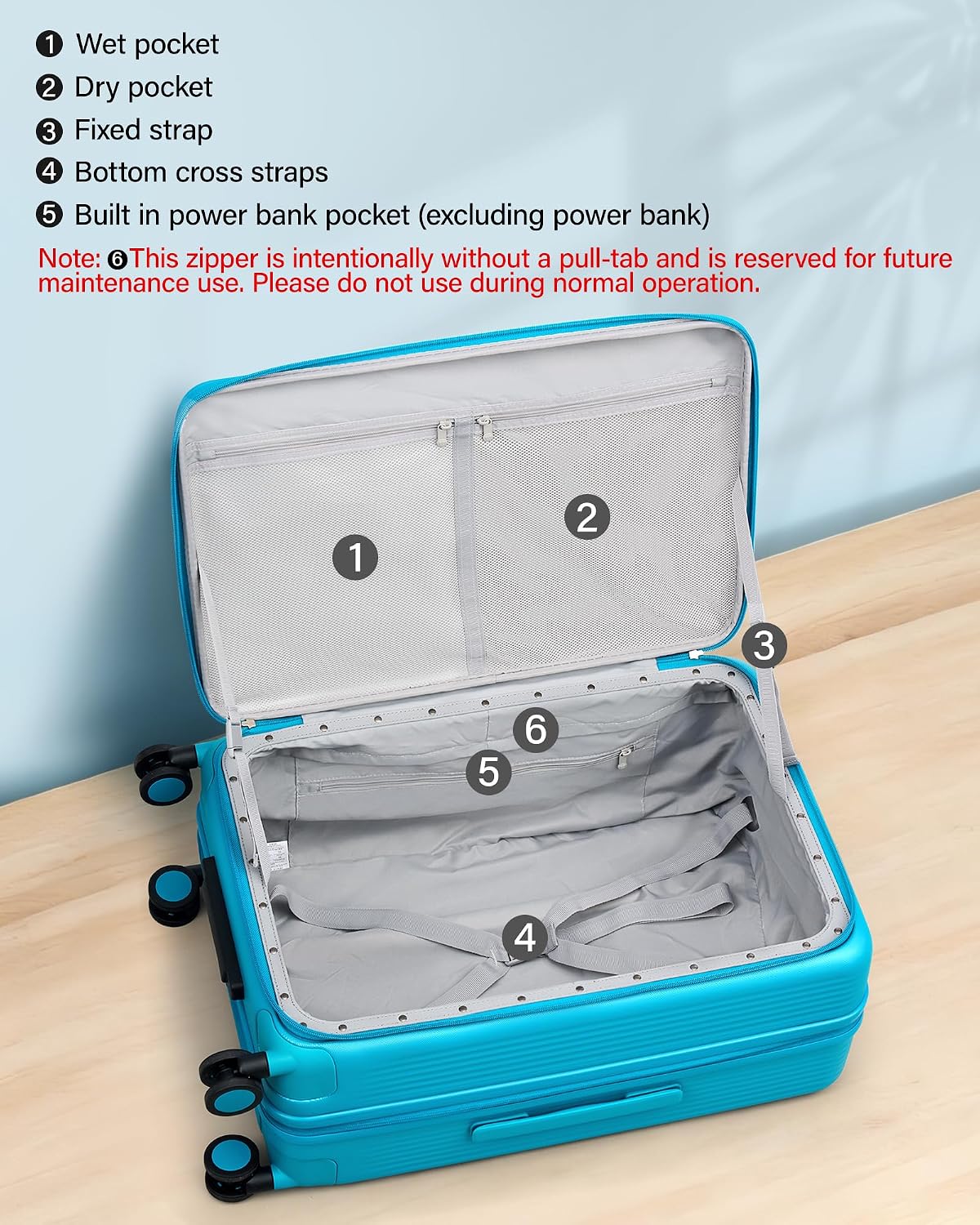 Hanke Large Expandable 28 Inch Luggage with Spinner Wheels Top Opening Travel Luggage Hard Shell Rolling Suitcases Lightweight Checked Luggage with Cup Holder(Caribbean Blue)