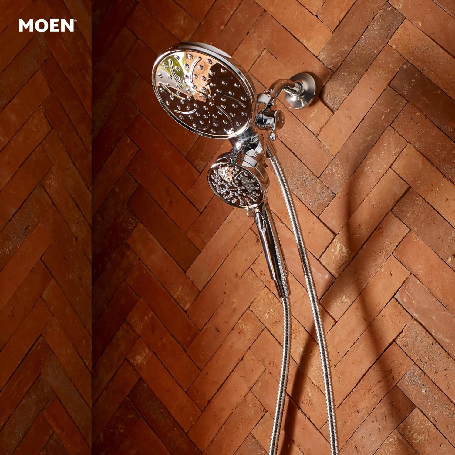 Moen Engage Chrome Magnetix 2-in-1 Combo Rain Showerhead with Detachable Handheld Shower Spray, Featuring Magnetic Docking System, 26009 (Pack of 2)