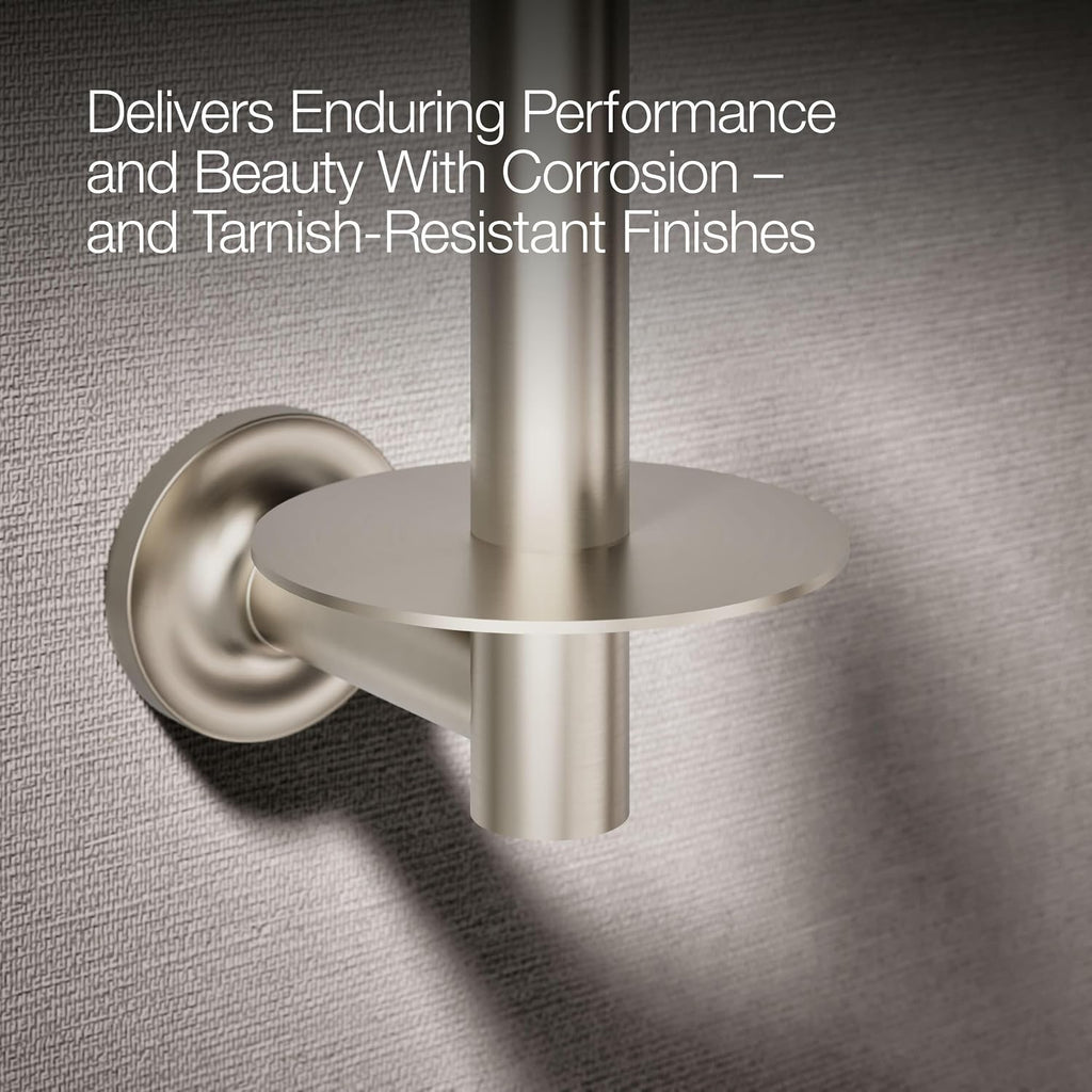 KOHLER 14444-BN Purist Vertical Toilet Paper Holder Wall Mount, Metal Toilet Paper Holder, Vibrant Brushed Nickel
