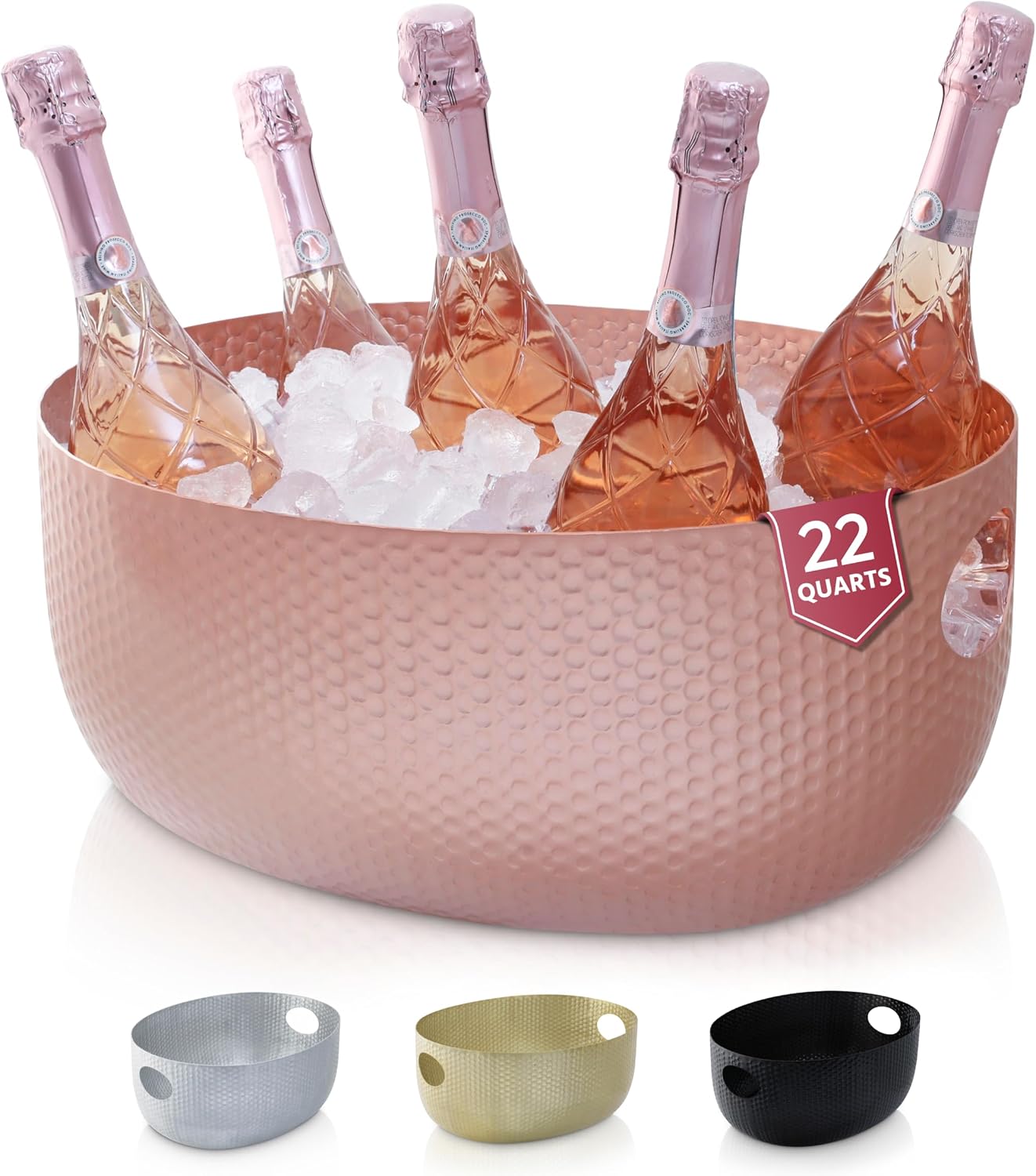 Gusto Nostro Large Beverage Tub for Parties - Metal Tub for Wine Bottles,Champagne,Beers - High Capacity Ice Bucket for Drinks - Extra Large Ice Buckets for Parties (22 qt) Outdoor Party Drink Bucket
