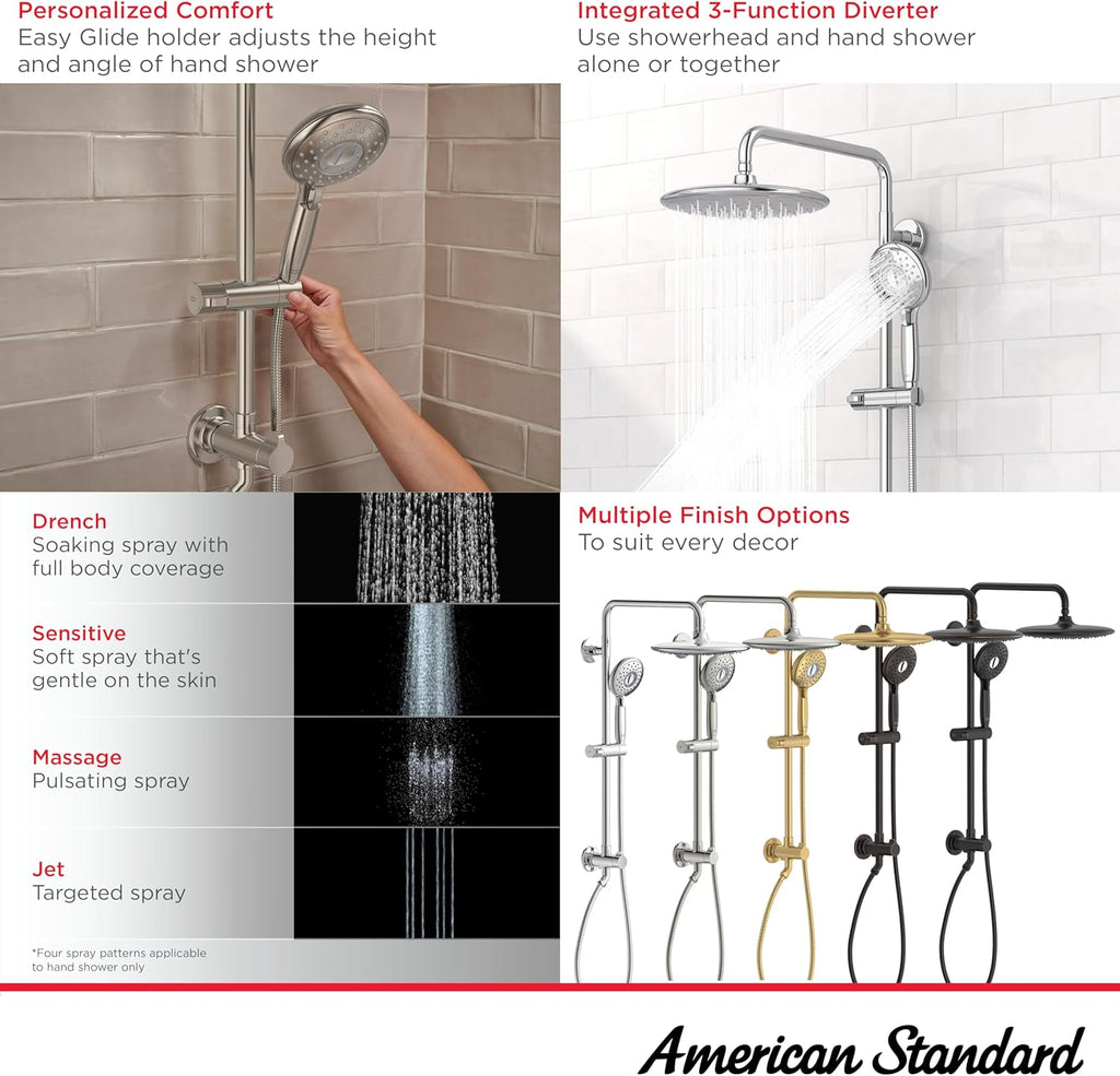 American Standard 1029072430 Spectra Versa 24-Inch 4-Function Retrofit Shower System with Rain Shower Head with Handheld Sprayer, 1.8 GPM, Matte Black