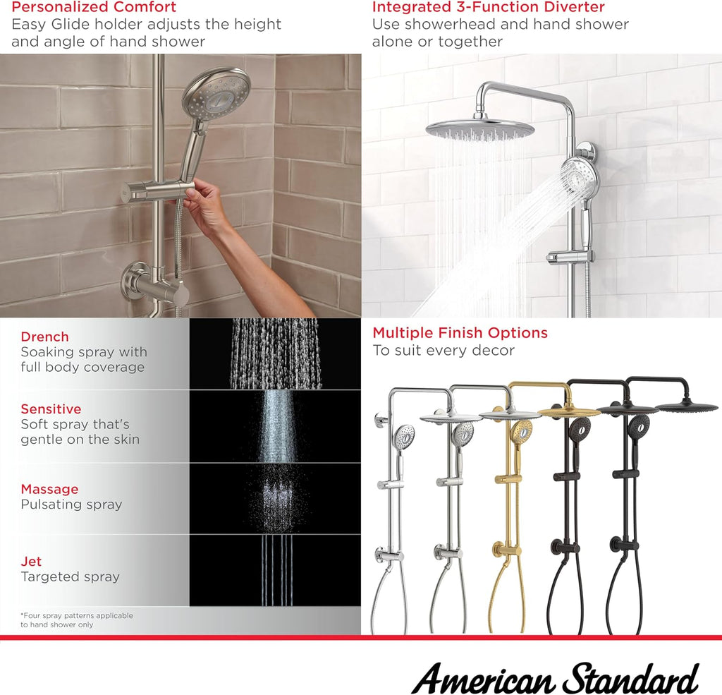 American Standard 102907GN00 Spectra Versa 24-Inch 4-Function Retrofit Shower System with Rain Shower Head with Handheld Sprayer, 1.8 GPM, Brushed Cool Sunrise