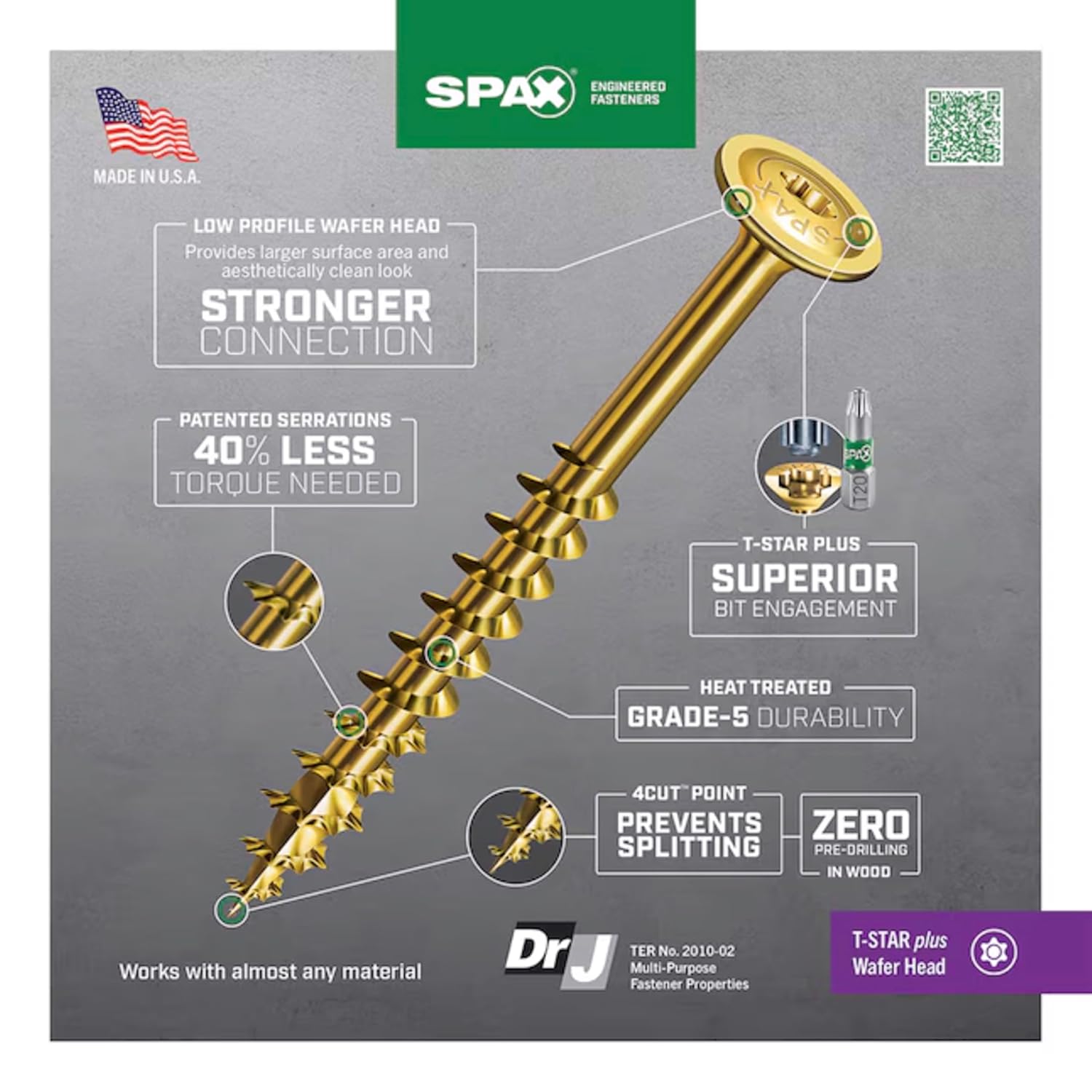 SPAX #10 x 3 Interior Wafer Head Cabinet Wood Screws Multi-Material Torx T-Star Plus (1000 EA) Bulk Pail Includes 2 Bits Washer Head Low Profile