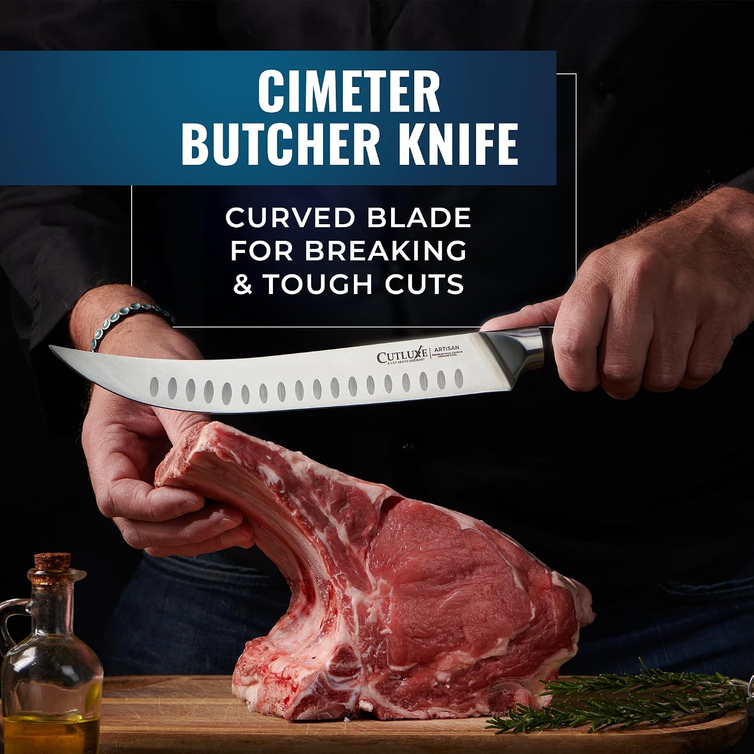 Cutluxe Butcher Knife Set – BBQ Brisket, Breaking, Boning & Fillet knives - Carving Knife Set for Meat Cutting, Ultra Sharp German Steel, Full Tang, Ergonomic Handles – Artisan Series