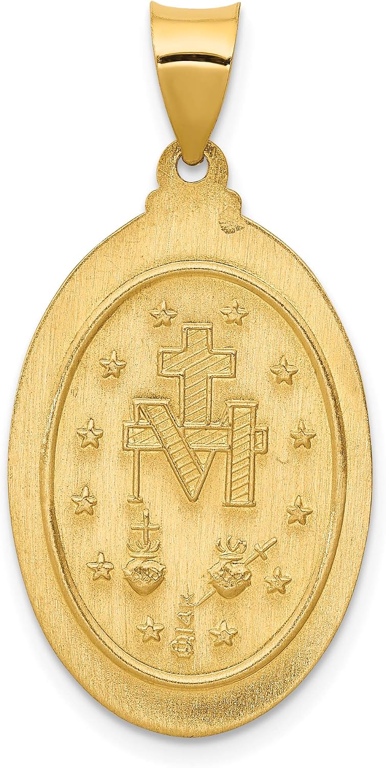 Core Gold 14k Hollow Miraculous Medal Oval Pendant