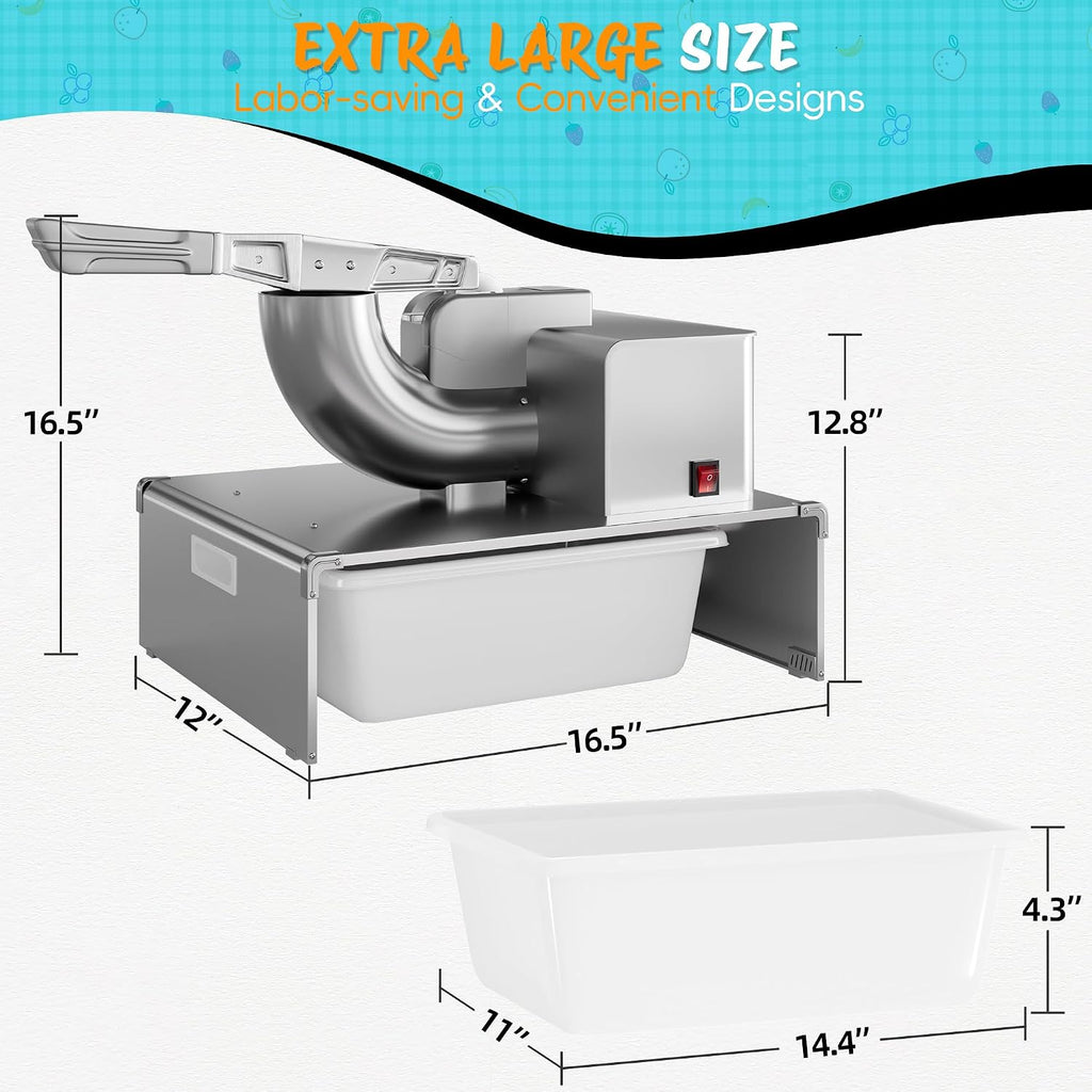 VALONDINO Snow Cone Machine Shaved Ice, 500LB/H Commercial Ice Crusher Shaved Ice Machine Fluffy, 300W Industrial Commercial Big Ice Shaving Machine for Snow Cones for Home Party