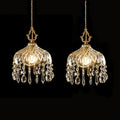 Vintage Crystal Small Pendant Lights Kitchen Island, Adjustable Cord Length 0.5' to 70', Dia7.87 Glass Shade Light Fixture,Brass Hanging Light, Chandelier for Bedroom (2-Pack，Hard-Wired