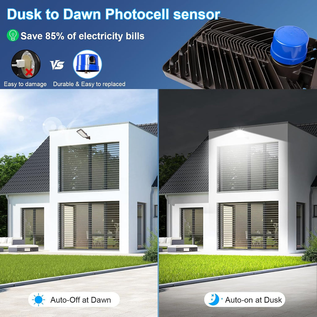 350W LED Parking Lot Light Outdoor:Arm Mount 52500LM Super Bright Dusk to Dawn LED Shoebox Lighting Commercial 5000K 100-277V IP65 Waterproof Wall Floodlights for Park,Stadium,Barn,Yard