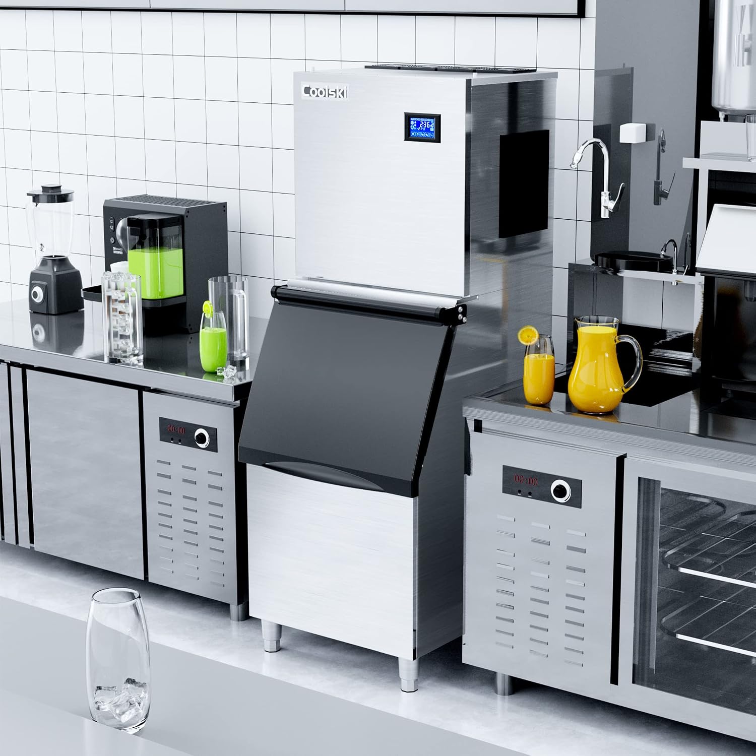 Coolski Commercial Ice Maker Machine 350LB/24H, 22'' Air Cooled Ice Machine Commercial Clear Cube/Efficient Cooling/Durable Construction, Ideal for Restaurants/Bars/Hotels, ETL Approved