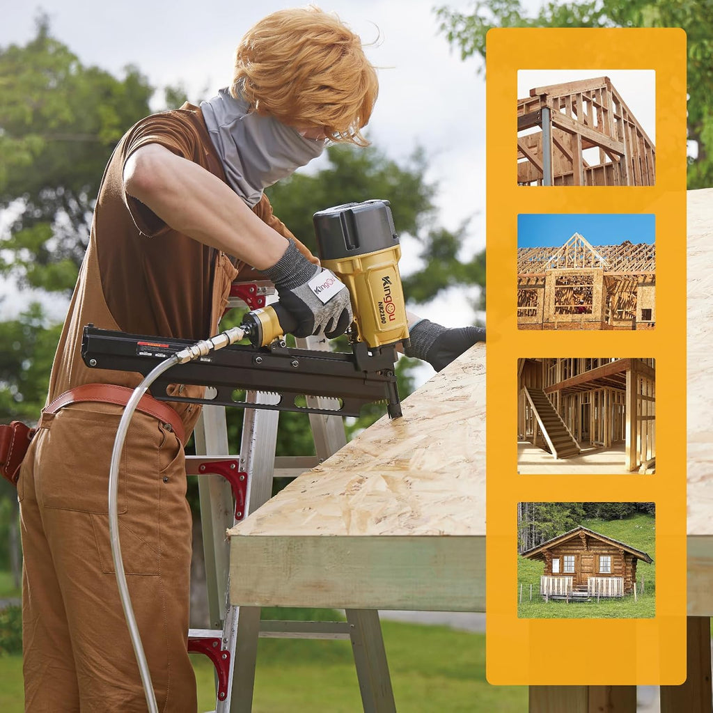 KingOu NR2190 21 Degree Plastic Strip Framing Nailer Aluminum Magazine （ Covers The Functions Of NR2183 Framing Nailer) Can Use 3.5 Inch Length Nails
