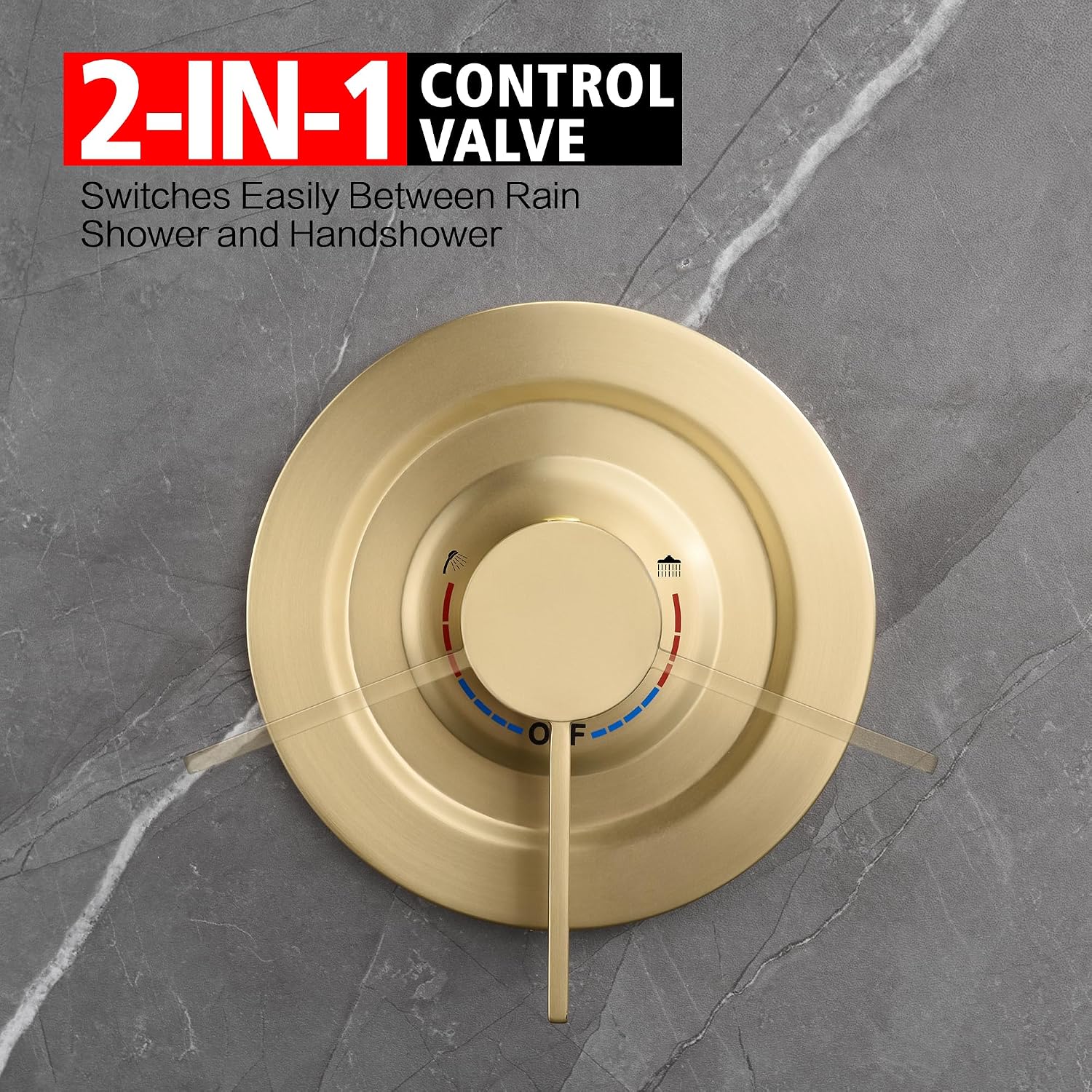 sumerain Rain Shower System with 10 inch Rainfall Shower Head,Brushed Gold Shower Faucet Complete Set with Rough-in Valve and Trim Kit
