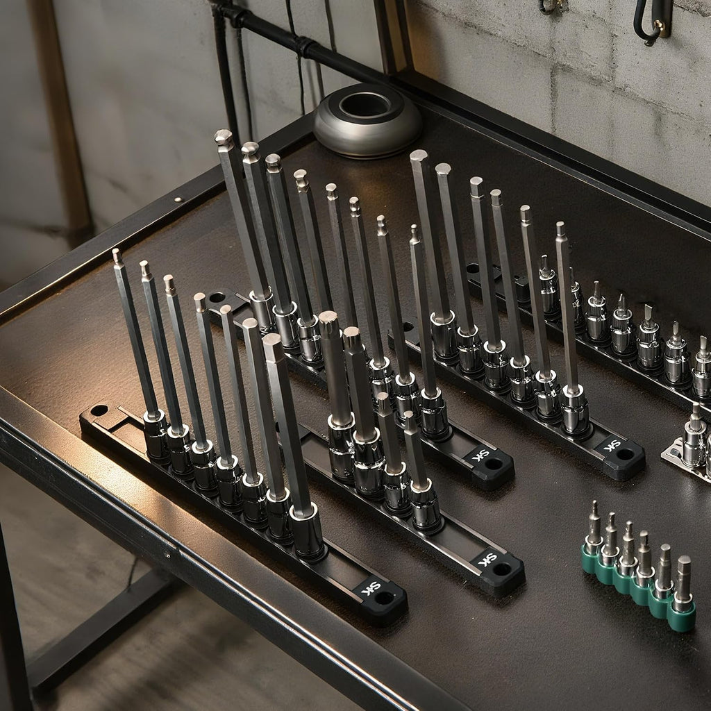 SK Tools USA 3/8' Drive, 6 Piece, Long, Metric, Chrome Hex Bit Socket Set: 4MM - 10MM | 19726