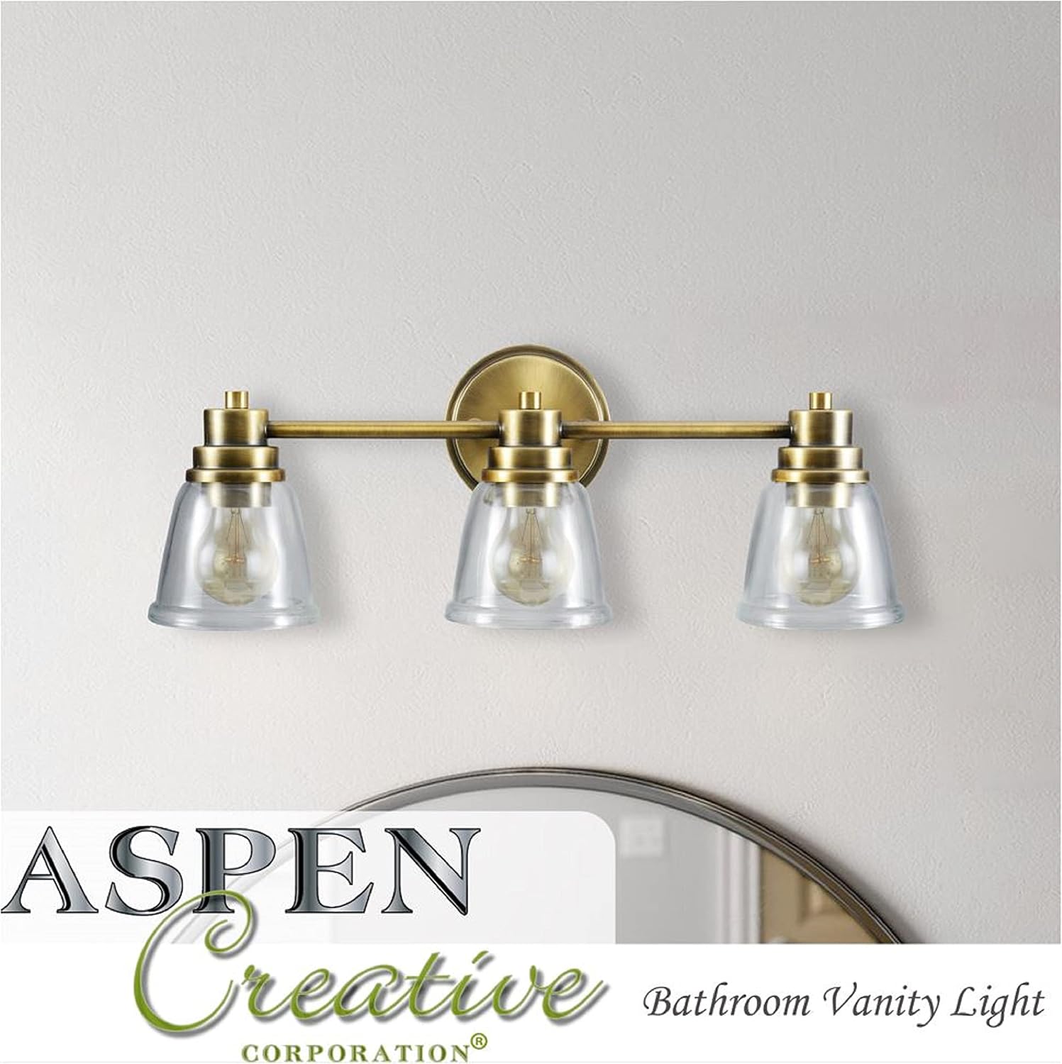 Aspen Creative Satin Nickel 62193-1, Four Metal Bathroom Vanity Wall Light Fixture, 4 3/4' Wide, Transitional Design Faux Alabaster Glass Shade