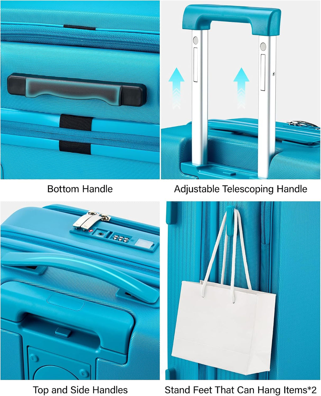 Hanke Large Expandable 28 Inch Luggage with Spinner Wheels Top Opening Travel Luggage Hard Shell Rolling Suitcases Lightweight Checked Luggage with Cup Holder(Caribbean Blue)