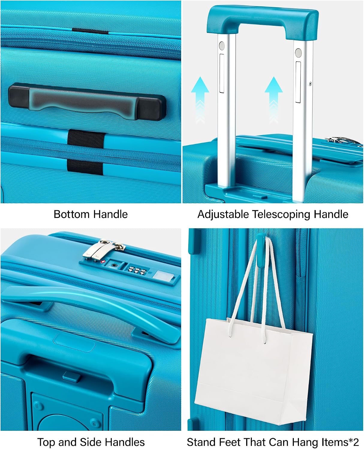Hanke Large Expandable 28 Inch Luggage with Spinner Wheels Top Opening Travel Luggage Hard Shell Rolling Suitcases Lightweight Checked Luggage with Cup Holder(Caribbean Blue)