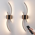 Battery Operated Wall Sconces Set of Two with Remote Control, Battery Wall Light, Stepless Colors 3000K-6000K & Dimming, Black Rechargeable Wall Sconces for Living Room, Hallway, Bedroom, 31.5 Inch