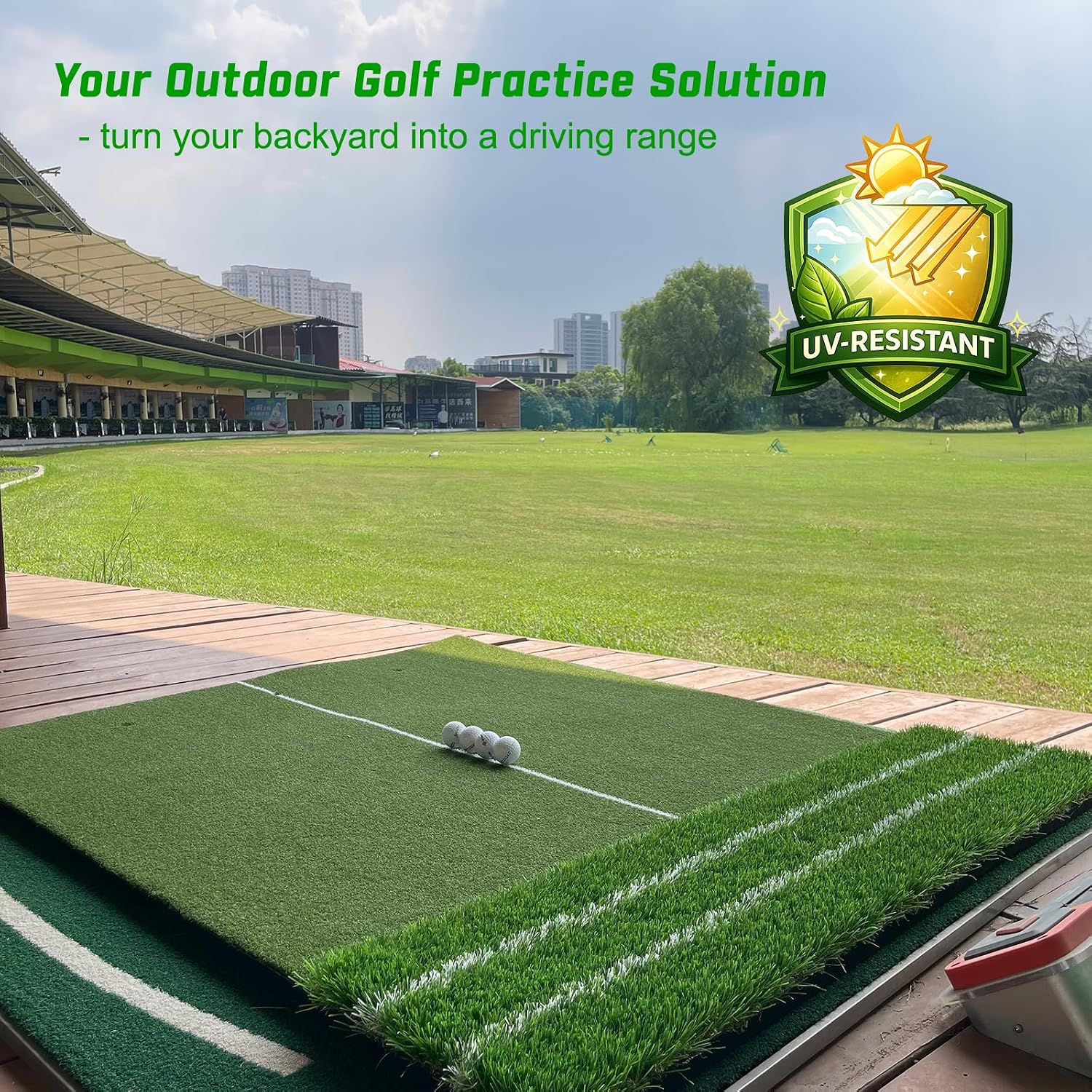 DCQ Real Feel Golf Hitting Mat, 6x4ft & 5x4ft Golf Mat, Approach Angle Training, Practice Outdoor & Indoor, Driving Chipping Putting, Golf Turf Mat, Simulator Mat