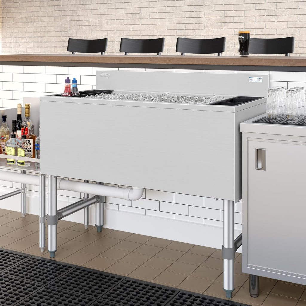 KoolMore 36 Inch Commercial Stainless Steel Underbar Ice Bin with Siding Lid, NSF Certified (KM-UIB-1836)