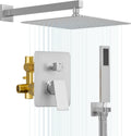 Brushed Nickel Shower System, Shower Faucet Set with 12-Inch Rain Shower Head and Handheld, Wall Mounted High-Pressure Shower Head Combo Set with Shower Valve and Shower Trim, Brushed Nickel