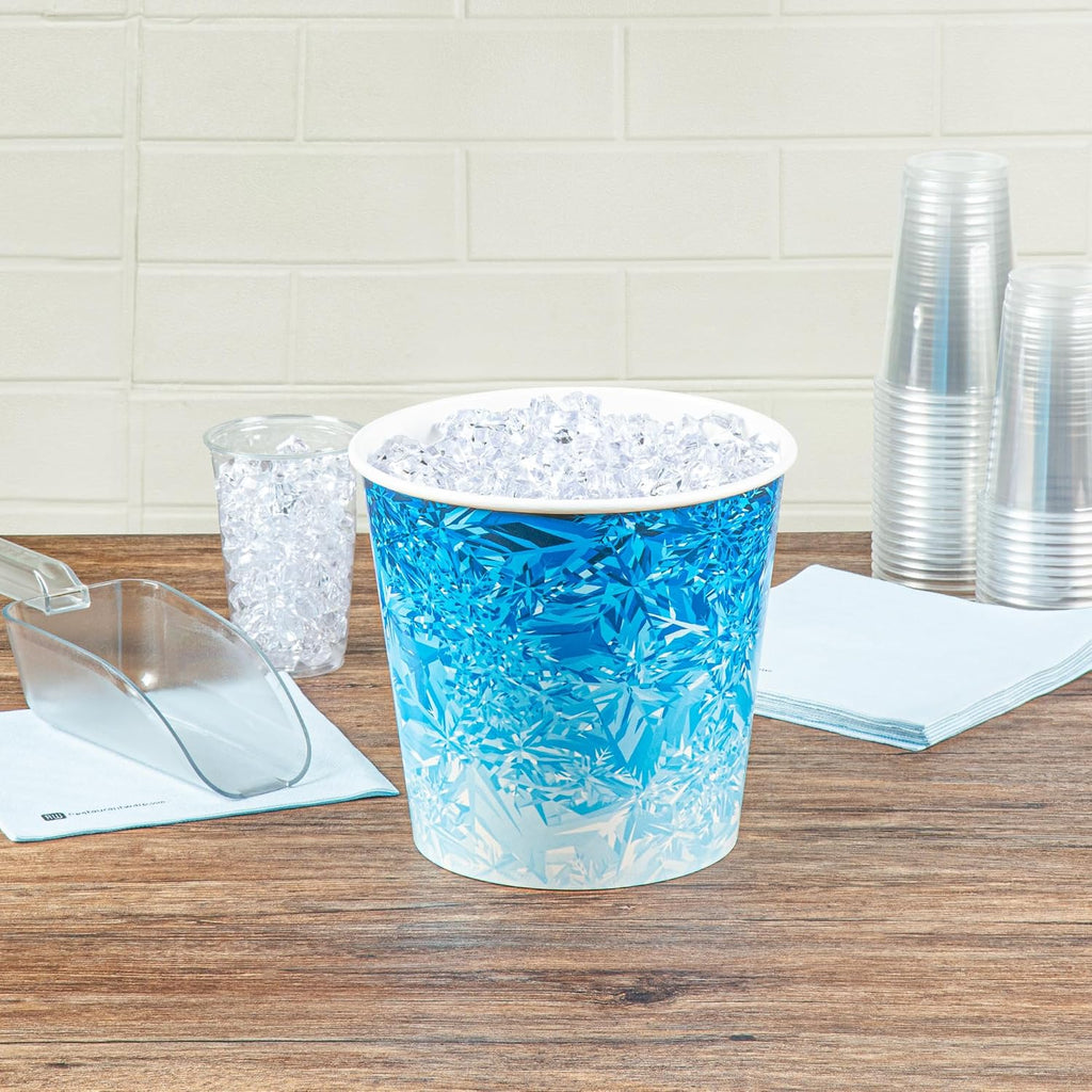 Restaurantware Paper Ice Buckets 100 Count 10 lb Leak-Resistant Disposable Ice Holders for Hotels Insulated Wide Mouth Round Containers for Events and Catering Blue