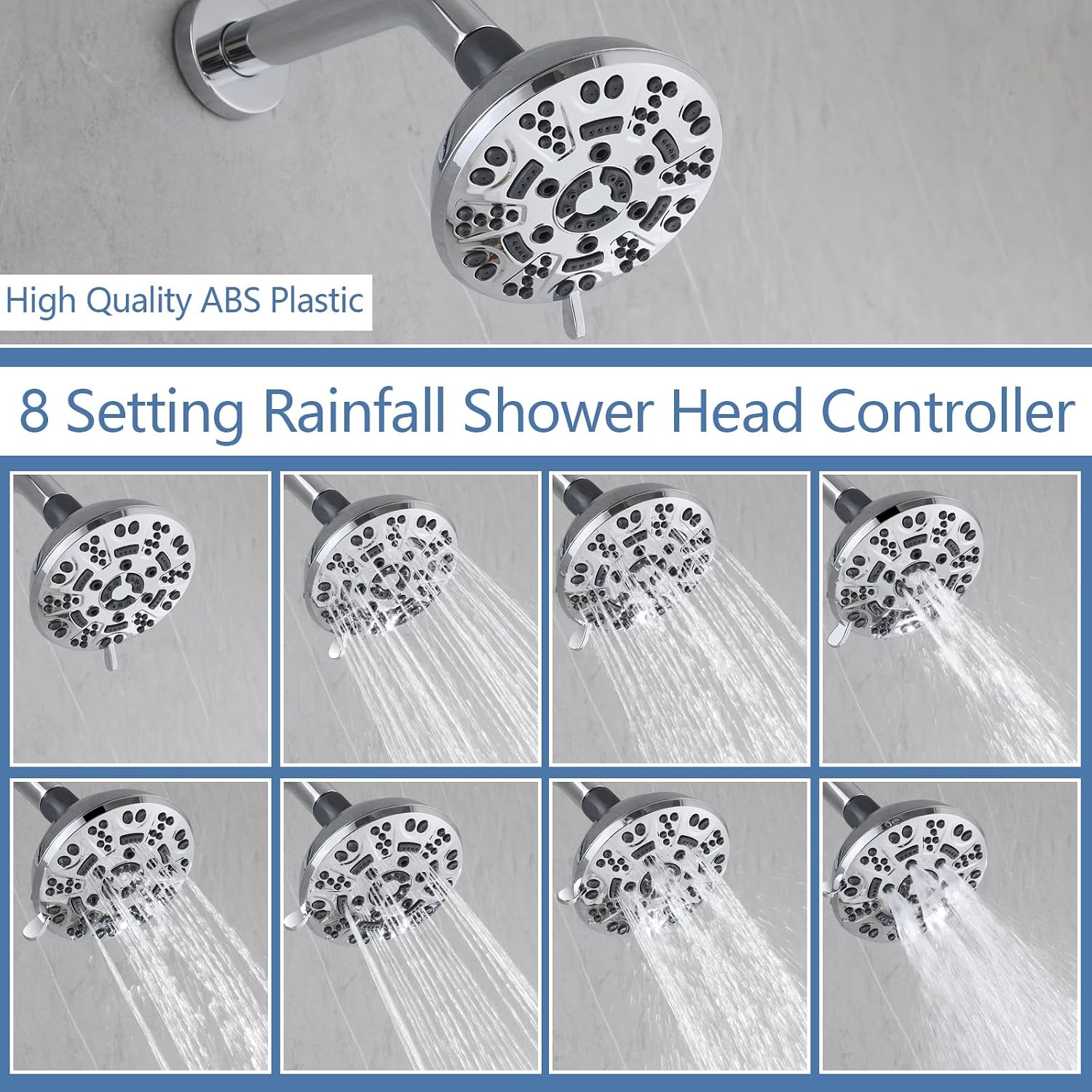 2 Handles Shower Faucet Set with Tub Spout Bathtub Shower Faucet Combo Set Shower System Complete Tub and Shower Trim Kit Wall Mounted Shower Fixtures Chrome
