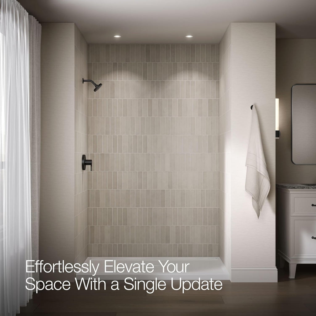 KOHLER TS35321-4G-BL, Elate Rite-Temp Shower Trim with Single Function 1.75 GPM Showerhead, Matte Black, Modern Shower Fixture, Water-Saving Design