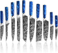 Seido Knives Tengoku Blue 10-Piece Chef Knife Set – Handmade High-Carbon Stainless Steel Blades, Resin Epoxy Handles, Ergonomic Balanced Professional Kitchen Knives