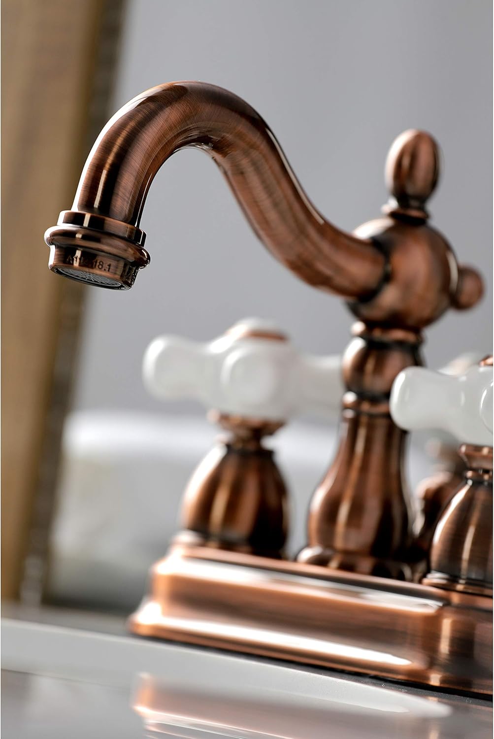 Kingston Brass KB160PXAC Heritage 4' Centerset Bathroom Faucet, Antique Copper,6.19 x 4.69 x 6.19