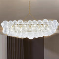 Luxury Bubble Glass Chandeliers Clear Ribbed Swirled Blown Glass Ball 50' L Rectangular Island Light Fixture Hanging Pendant Light Fixtures for Living Room Restaurant Dining Table