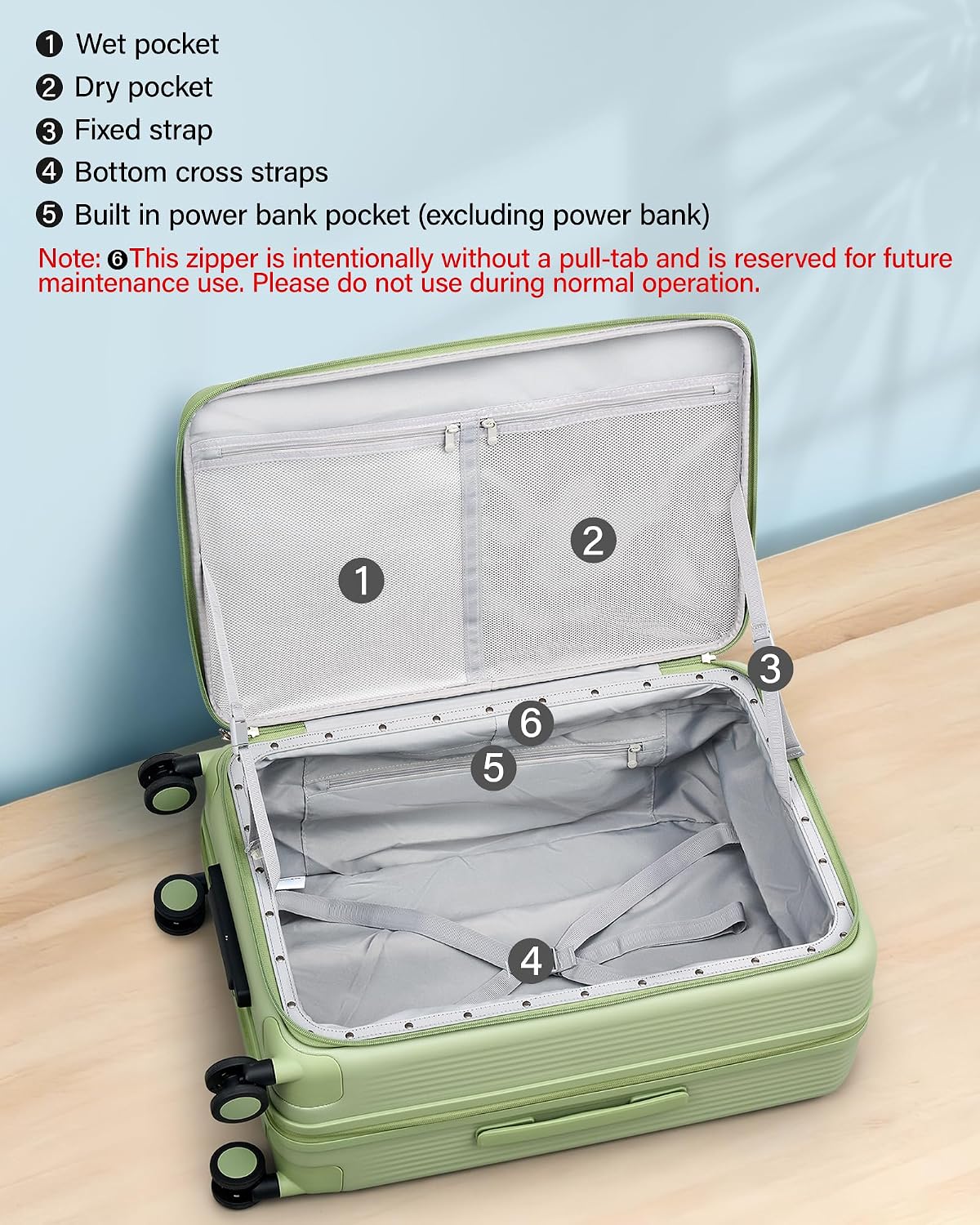 Hanke Large Expandable 28 Inch Luggage with Spinner Wheels Top Opening Travel Luggage Hard Shell Rolling Suitcases Lightweight Checked Luggage with Cup Holder(Bamboo Green)