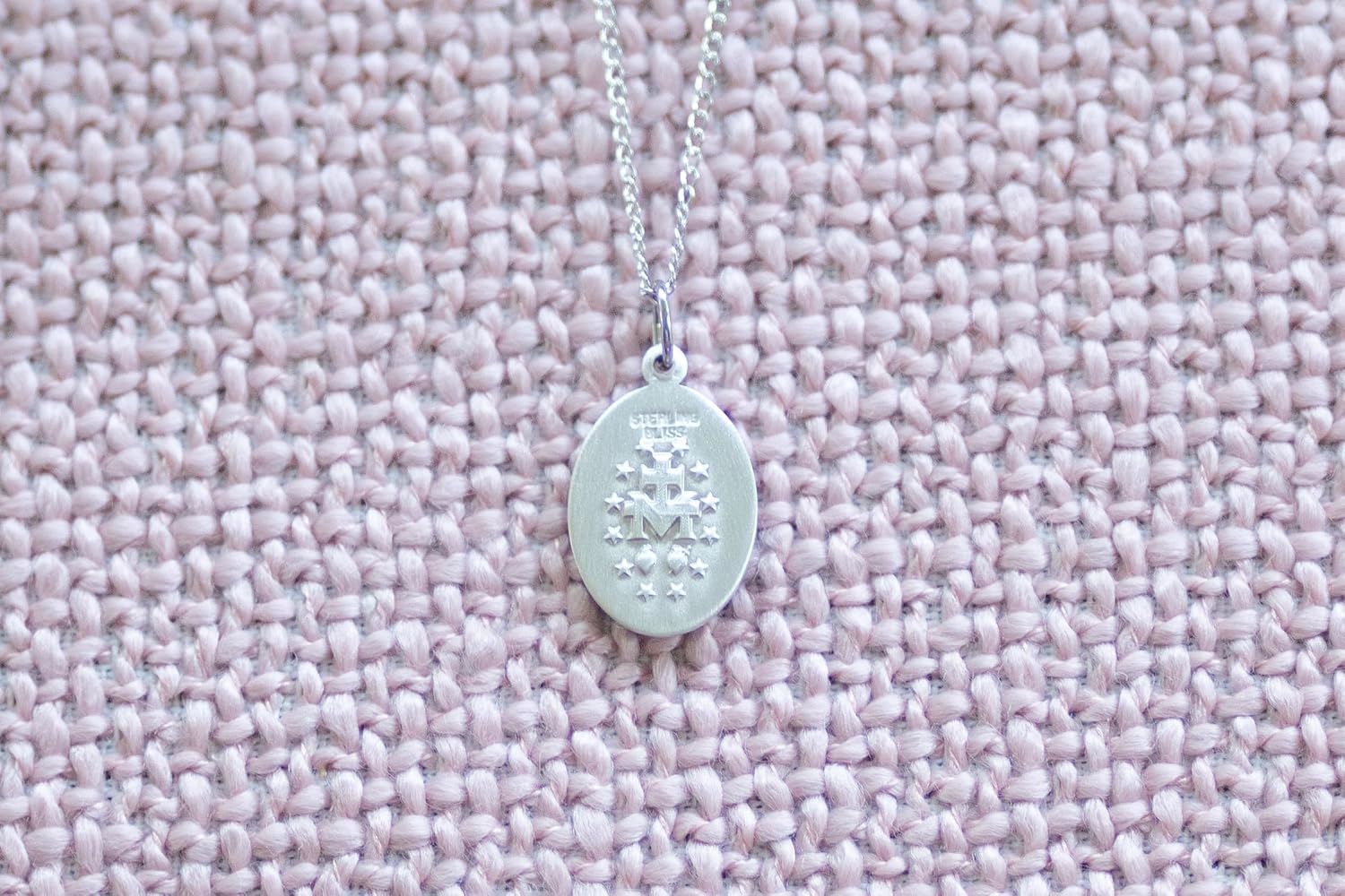 Heartland Store Women's Oval Blue Enamel Miraculous Medal Necklace - 18' Sterling Silver Chain - Elegant Religious Jewelry for Faith and Devotion - USA Made