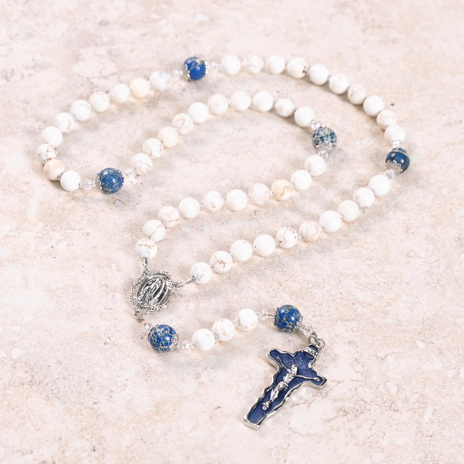 THE CATHOLIC COMPANY Stone Bead Rosary – Catholic Prayer Beads, Traditional Devotional Design, Durable and Lightweight, Gift for Men and Women