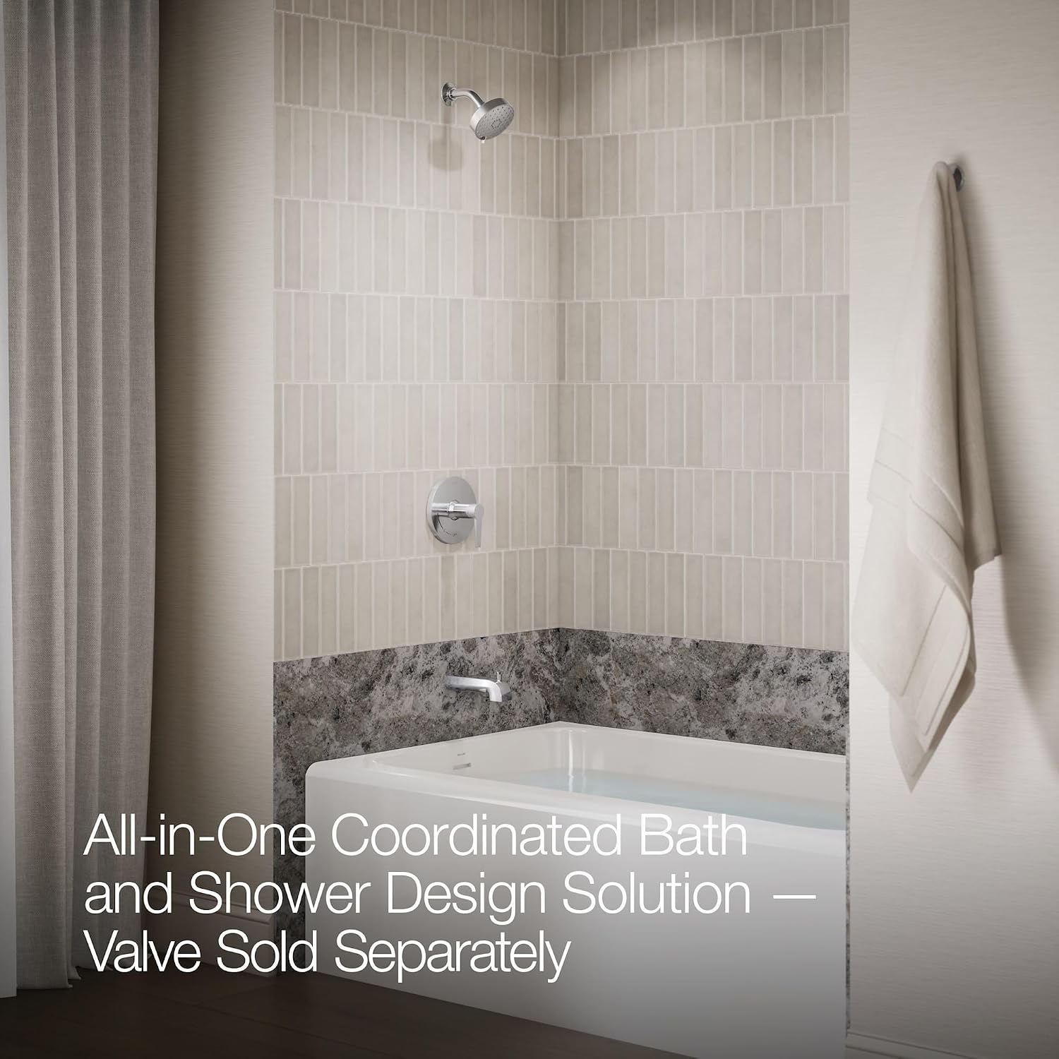 KOHLER K-TLS97074-4-BL Pitch Rite-Temp Bath And Shower Trim Set Less Showerhead, Includes Faceplate with Handle, Bath Spout, Shower Arm and Flange, Matte Black