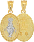 Jewelry America 14k Solid Yellow Gold Classic Virgin Mary Miraculous Medallion Pendant