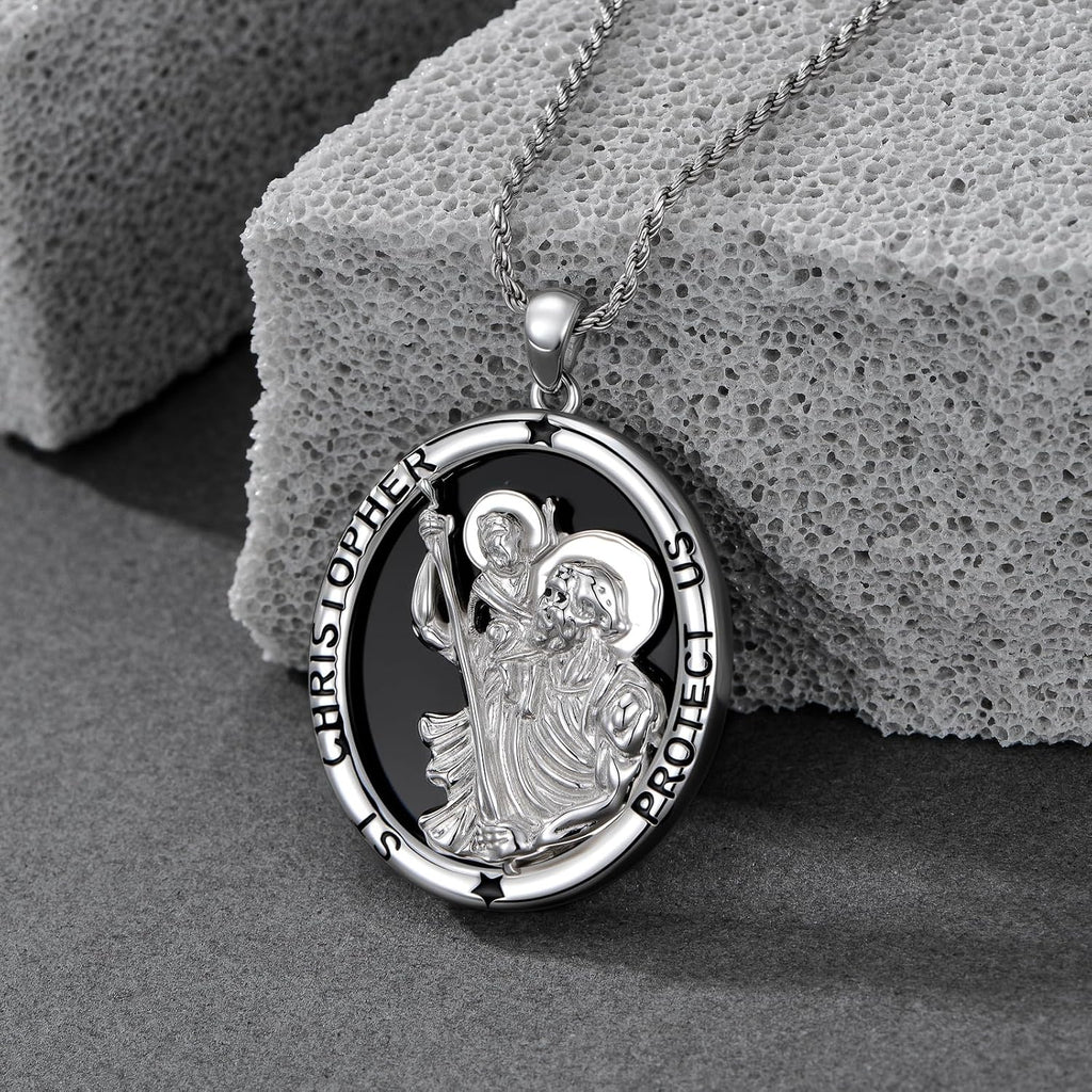 Real Sterling Silver Religious Necklace for Women, s925 Silver Cross Necklace Christian Religion Jewelry for Confirmation Baptism Ladies Mom, 18+2'