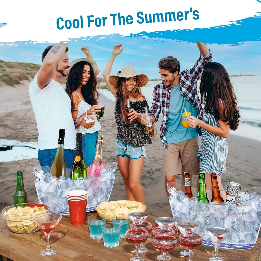 Ice Bucket - Ice Buckets for Parties - Clear Acrylic Champagne Bucket with Easy-to-Carry Handles - Long and Narrow 5.5 Liter Clear Bucket - Fits 3 Wine / 5 Beer Bottles (8)