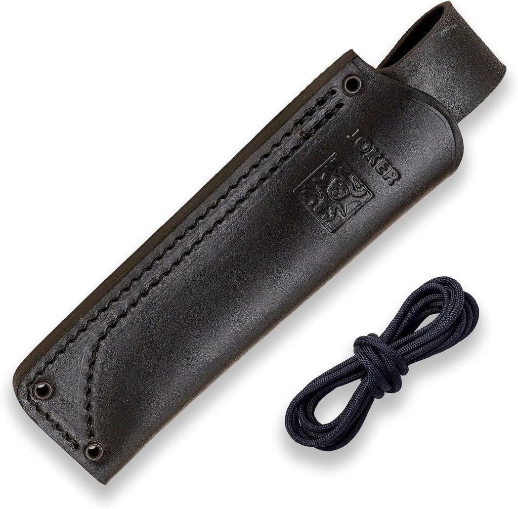 Joker OSO TS1 Fixed Blade Knife 4.33' Böhler N695 Steel, 4.53' Green Micarta Handle, Leather Sheath & Firestarter, Bushcraft & Survival Knife Made in Spain