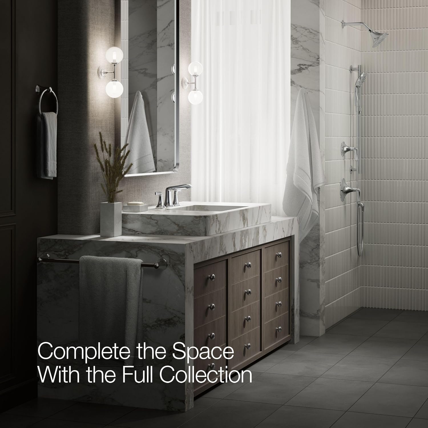 Kohler K-22020-4-CP Kohler K-22020-4 Tempered 1.2 GPM Widespread Bathroom Faucet with UltraGlide and Pop-Up Drain Assembly