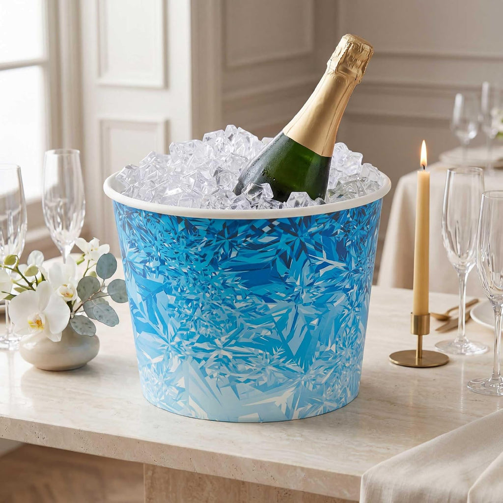 Restaurantware Paper Ice Buckets 100 Count 5 lb Leak-Resistant Disposable Ice Holders for Hotels Insulated Wide Mouth Round Containers for Events and Catering Blue