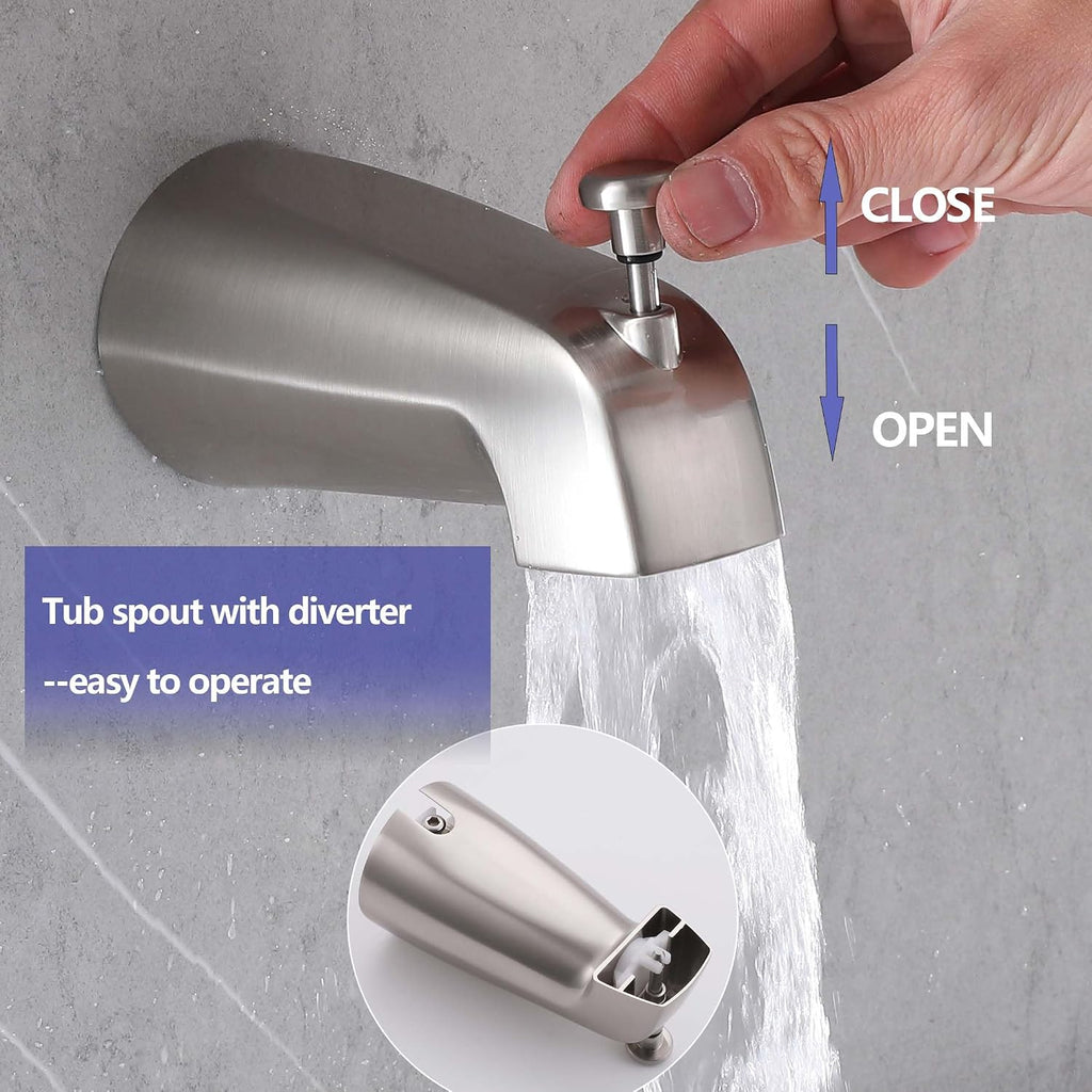 2 Handle Tub Shower Faucet Bathtub Shower Faucet Set Brushed Nickel, Tub and Shower Trim Kit Wall Mounted