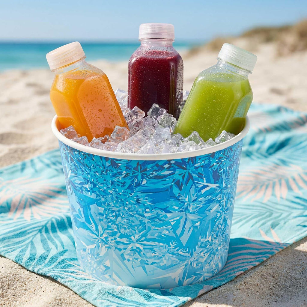 Restaurantware Paper Ice Buckets 100 Count 5 lb Leak-Resistant Disposable Ice Holders for Hotels Insulated Wide Mouth Round Containers for Events and Catering Blue