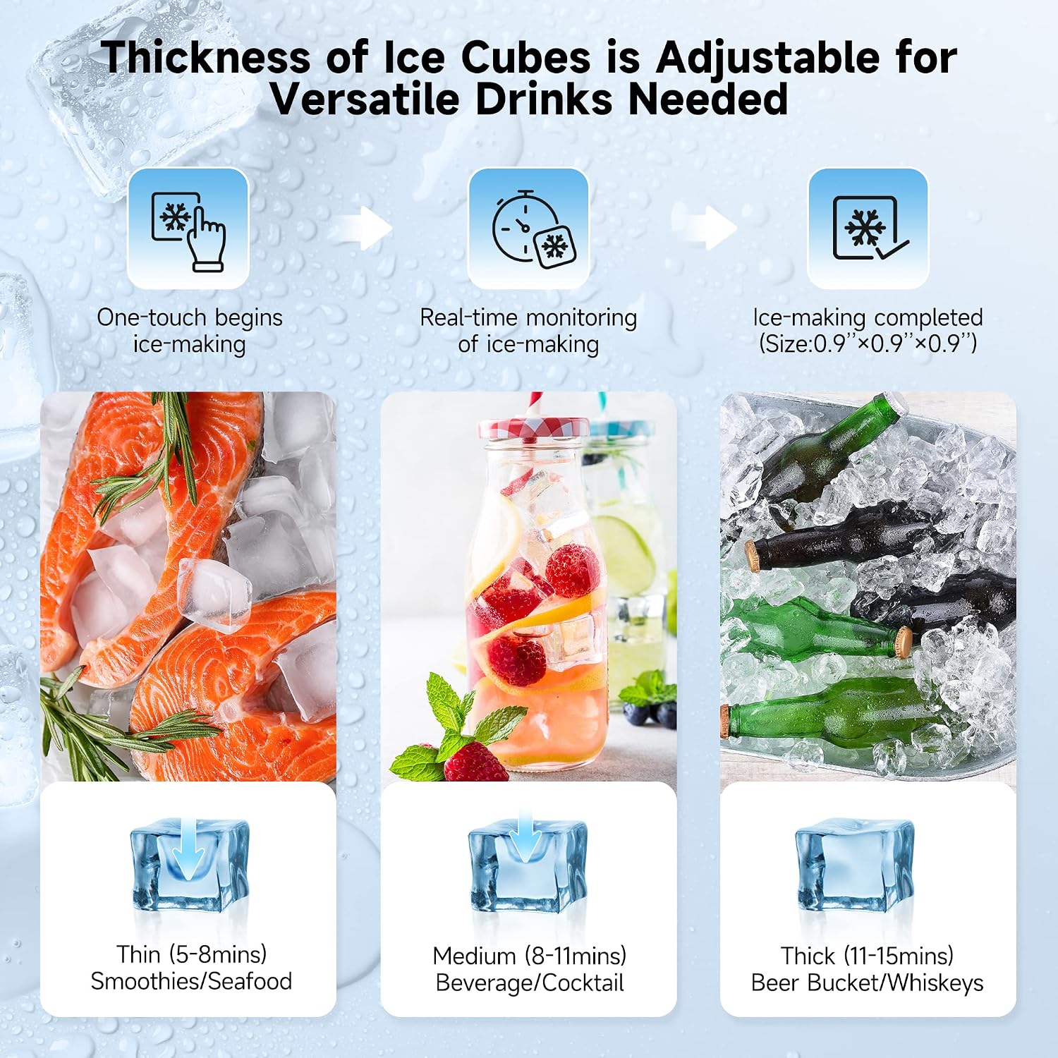 Coolski Commercial Ice Maker Machine 350LB/24H, 22'' Air Cooled Ice Machine Commercial Clear Cube/Efficient Cooling/Durable Construction, Ideal for Restaurants/Bars/Hotels, ETL Approved