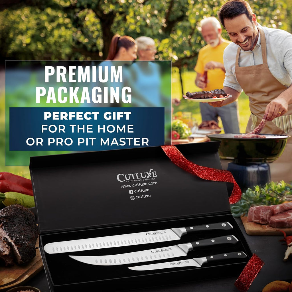 Cutluxe Butcher Knife Set – BBQ Brisket, Breaking & Boning Knife – Slicing Carving Knife Set for Meat Cutting, Ultra Sharp German Steel, Full Tang, Ergonomic Handles, Grilling Gifts for Men