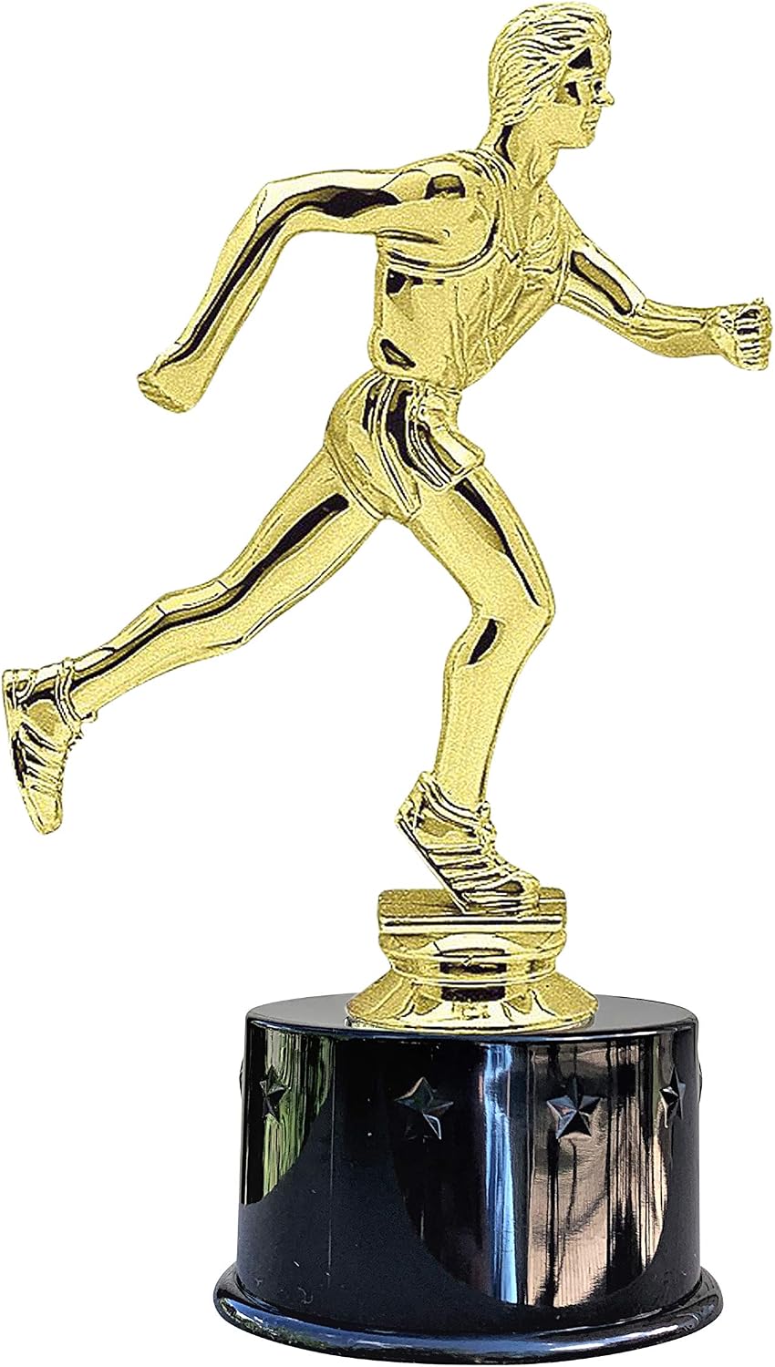 Express Medals Male Boys Running Cross Country Award Trophy Party Favor Gift Prize Including 4 Gold Color Decals to Custom Personalize The Black Round Base