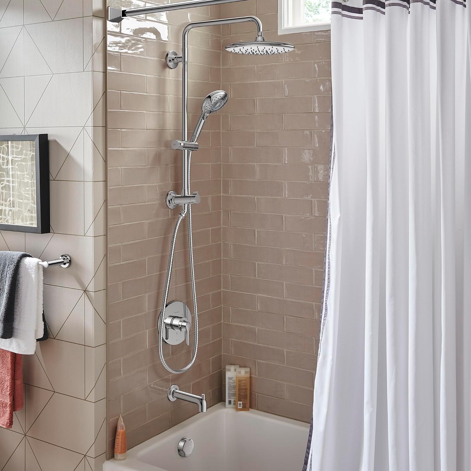 American Standard 1029070000 Spectra Versa 24-Inch 4-Function Retrofit Shower System with Rain Shower Head with Handheld Sprayer, 1.8 GPM, Polished Chrome