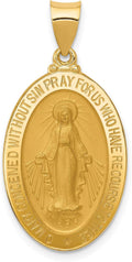 Core Gold 14k Hollow Miraculous Medal Oval Pendant