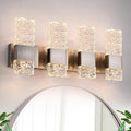 LED 32W 4 Light Vanity Wall Lighting in Brushed Nickel Finish, Indoor Bathroom Lighting with Crystal Lampshade Wall Mounted Lights Fixtures for Modern Bathroom Decor