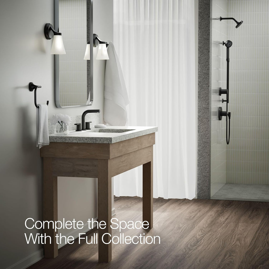 KOHLER K-33592-4K-BL Elate® Widespread Bathroom Sink Faucet, Durable Brass Bathroom Faucets, Sleek Finish, 1.0 GPM, Matte Black